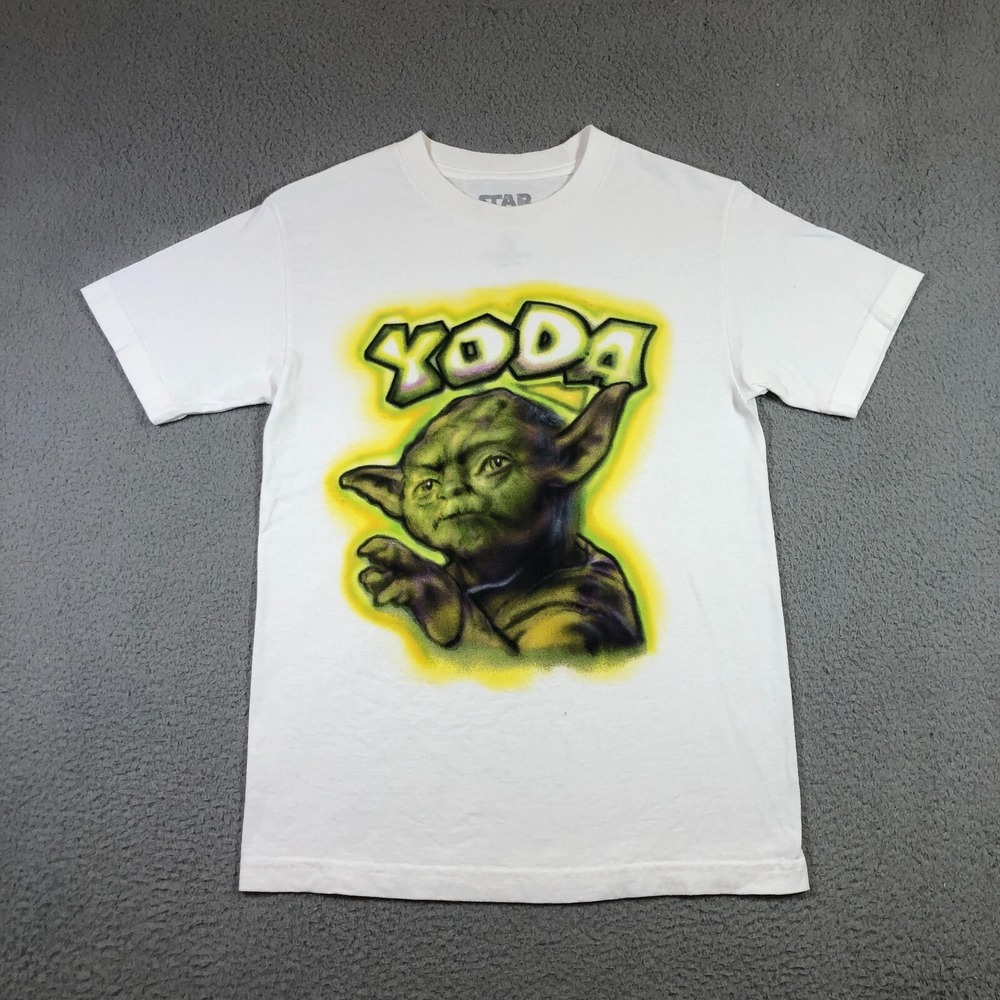 star wars airbrushed yoda T Shirt Mens S white graphic